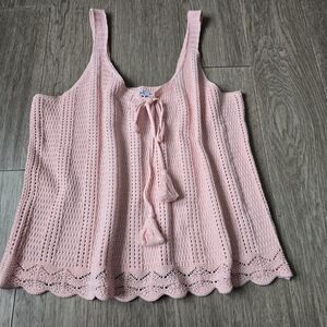Boho Chic Soft Pink Crochet Tank Top. Size 1X